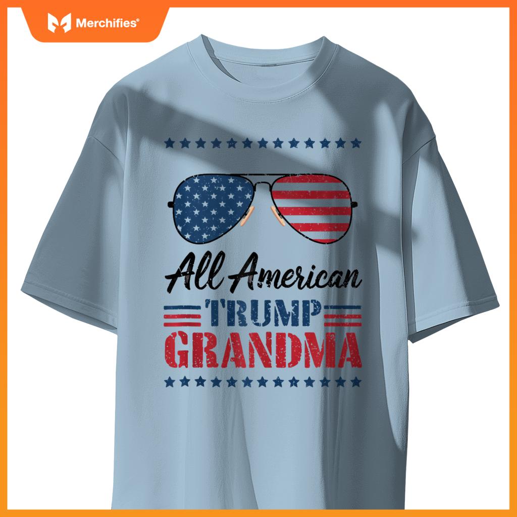 All-American Trump Grandpa - Flag Sunglasses Patriotic T-Shirt
