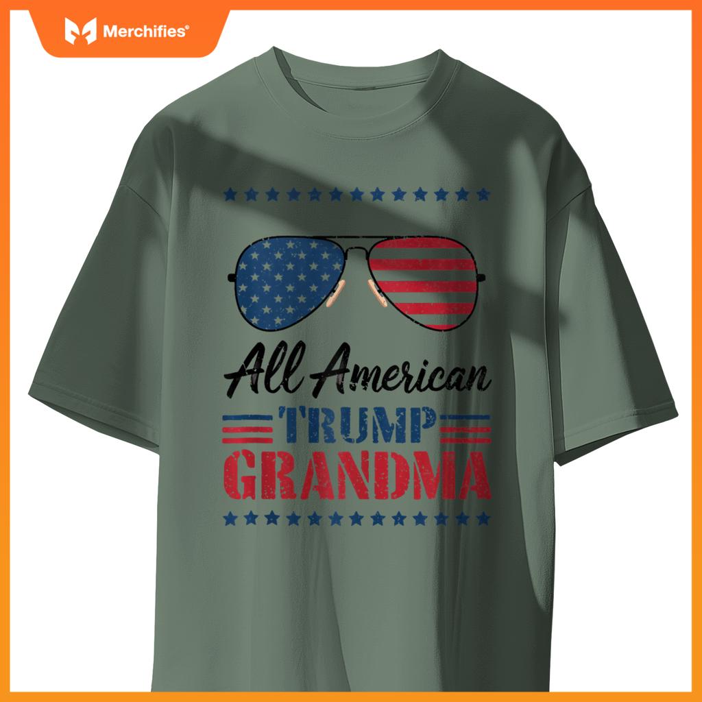 All-American Trump Grandpa - Flag Sunglasses Patriotic T-Shirt
