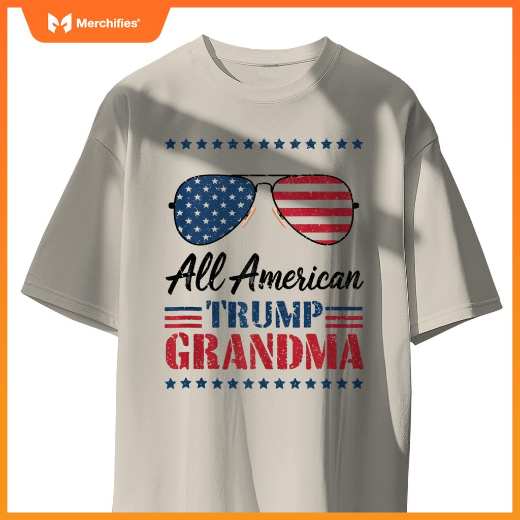 All-American Trump Grandpa - Flag Sunglasses Patriotic T-Shirt