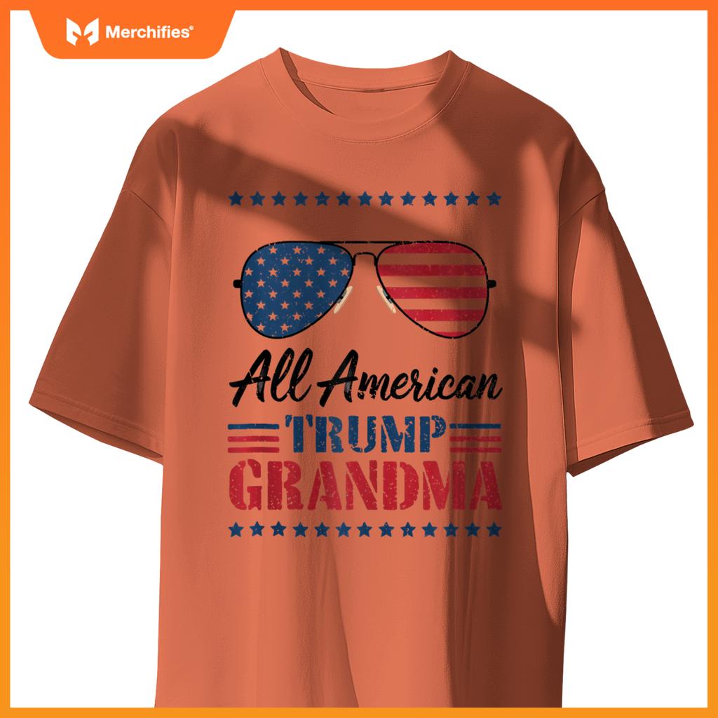 All-American Trump Grandpa - Flag Sunglasses Patriotic T-Shirt