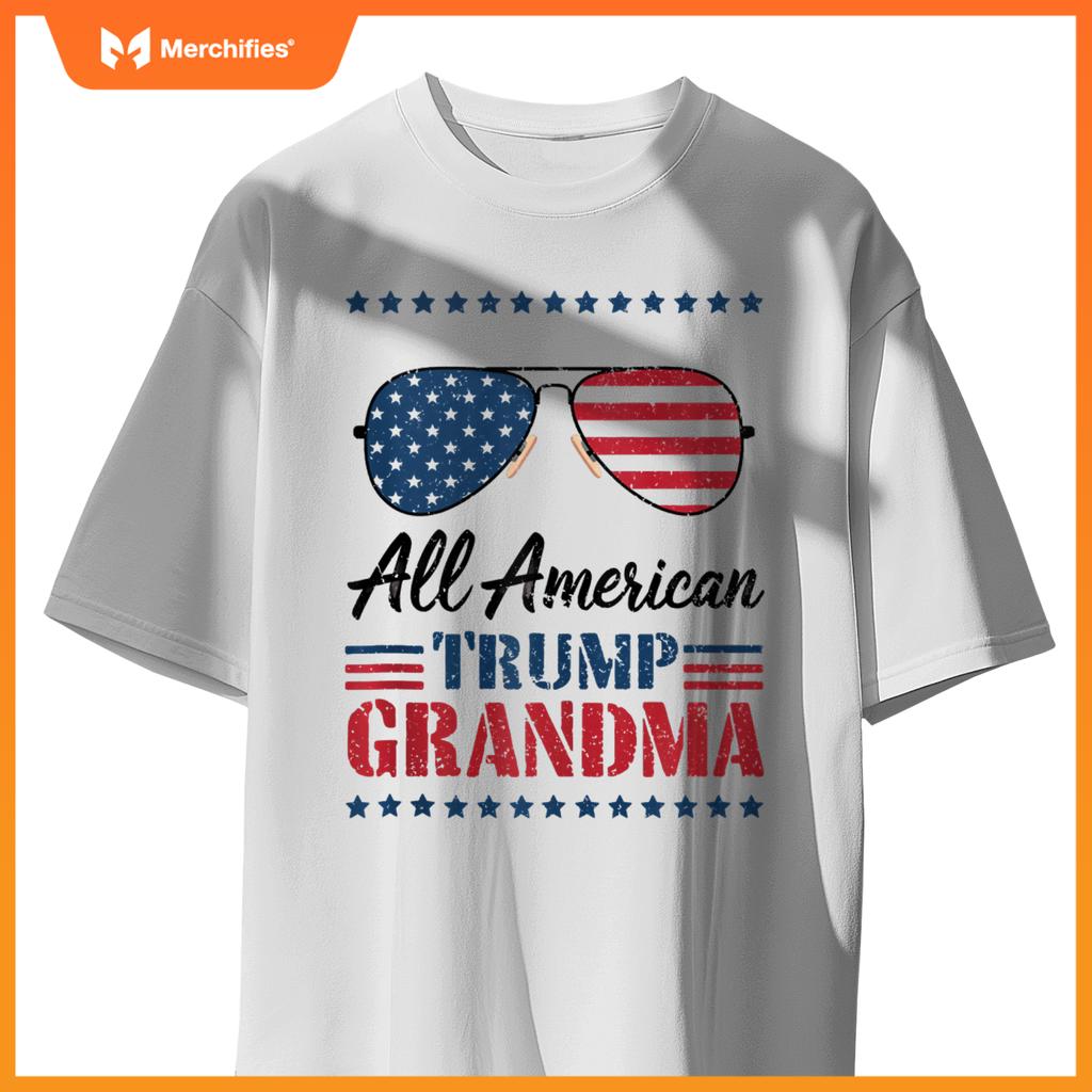 All-American Trump Grandpa - Flag Sunglasses Patriotic T-Shirt