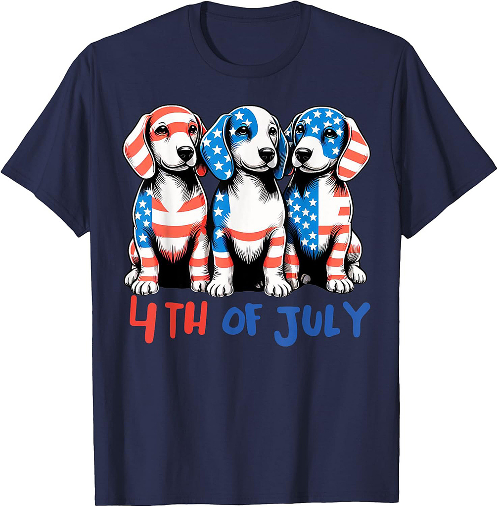 American Flag Beagle Dog Lover patriotic 4th of July Dog T-Shirt