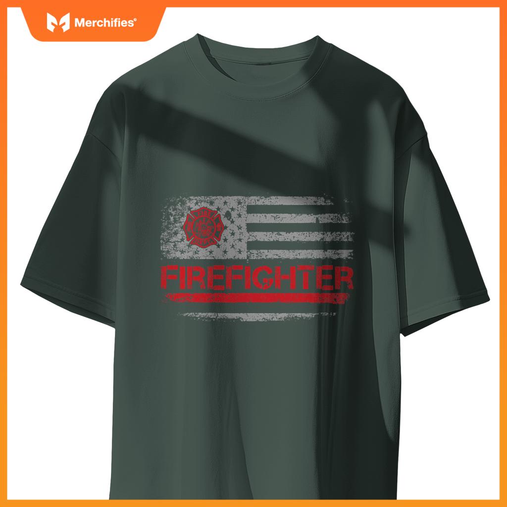 American Flag Firefighter For Fireman Patriotic Fire Fighter T-Shirt