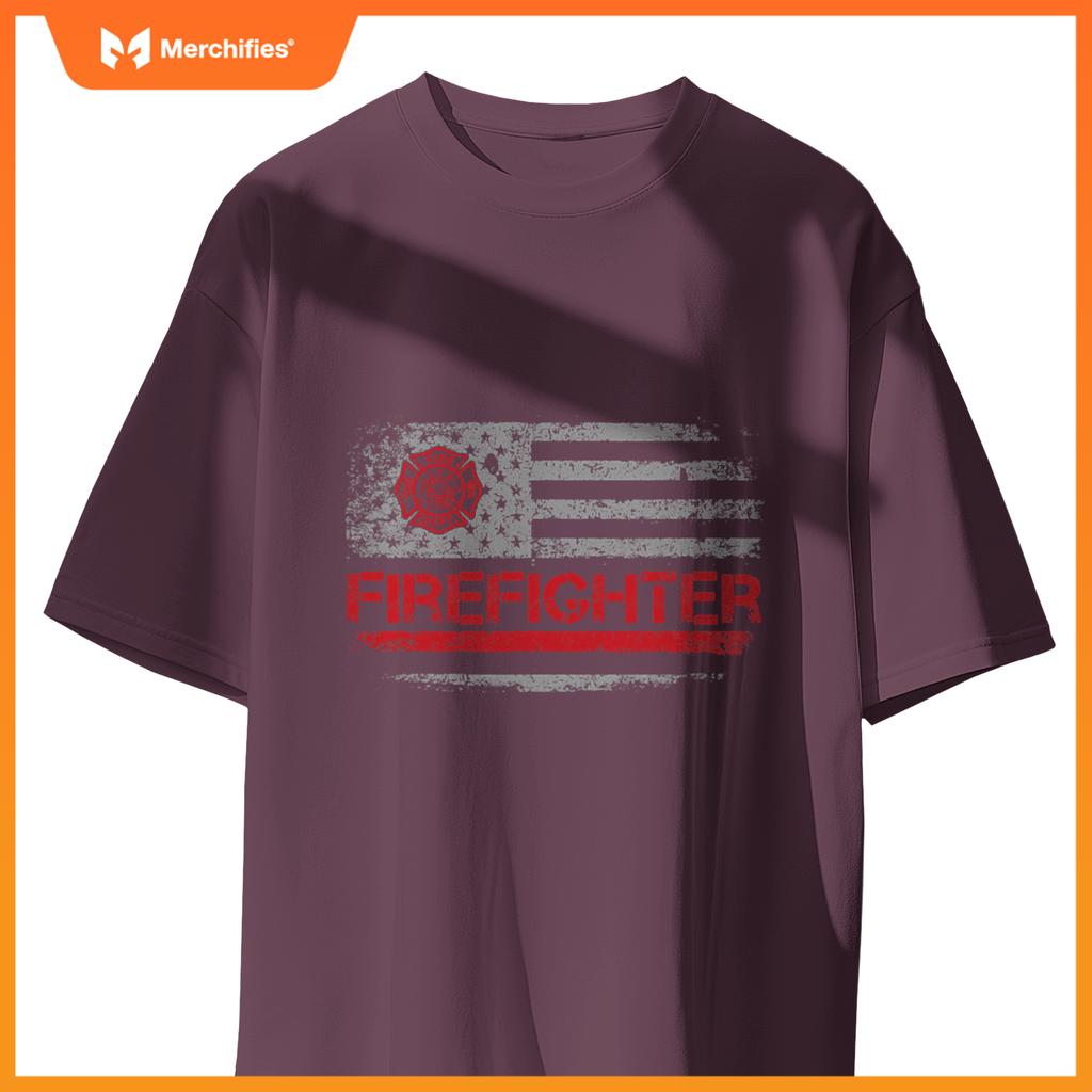 American Flag Firefighter For Fireman Patriotic Fire Fighter T-Shirt