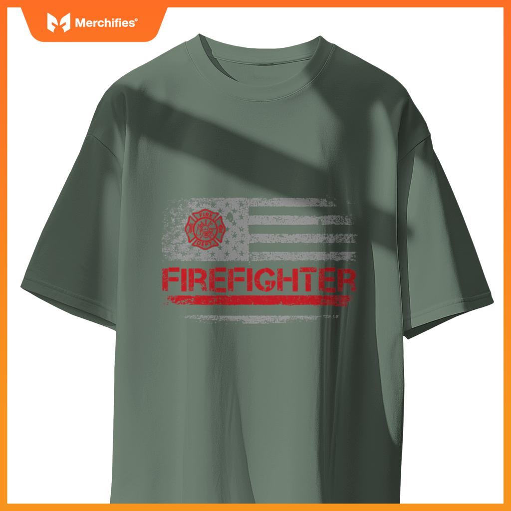American Flag Firefighter For Fireman Patriotic Fire Fighter T-Shirt
