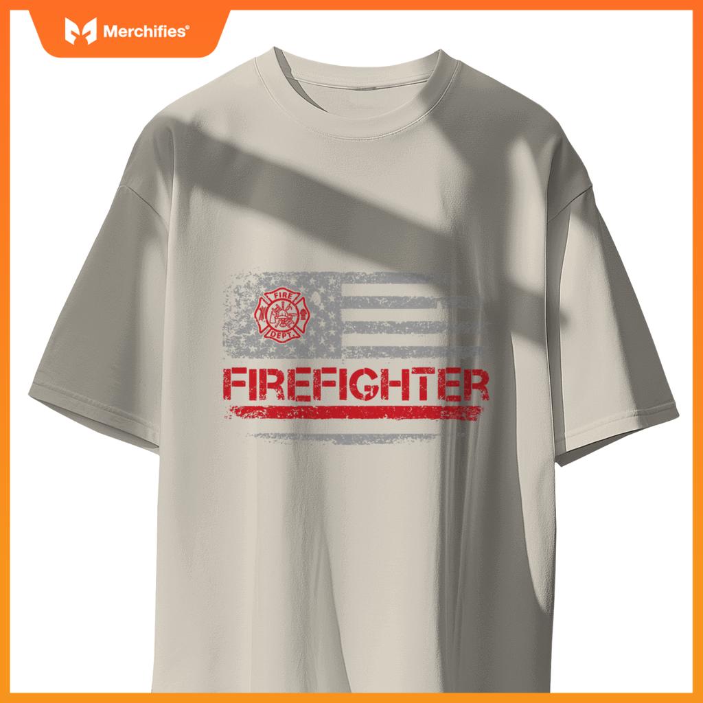 American Flag Firefighter For Fireman Patriotic Fire Fighter T-Shirt