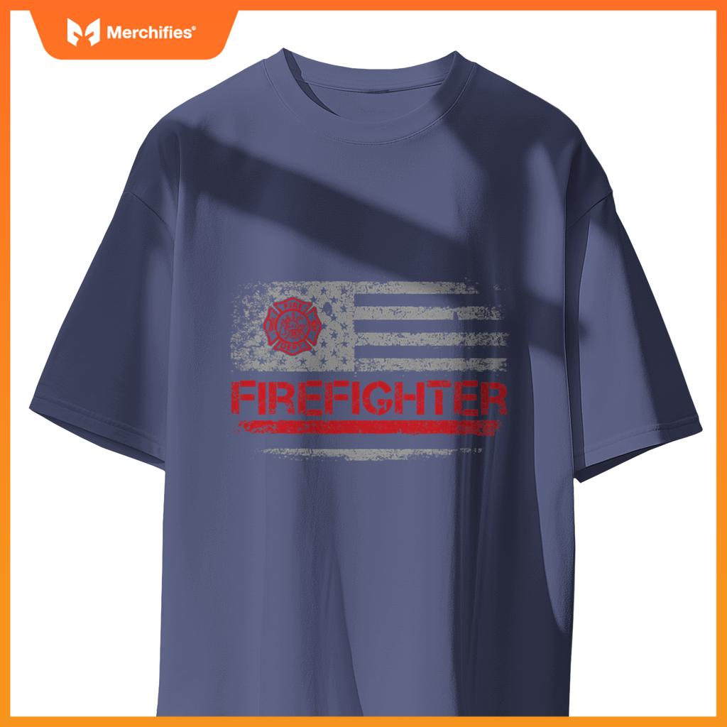 American Flag Firefighter For Fireman Patriotic Fire Fighter T-Shirt