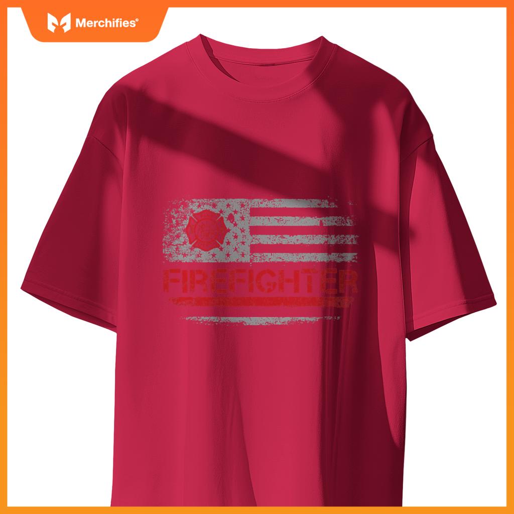 American Flag Firefighter For Fireman Patriotic Fire Fighter T-Shirt