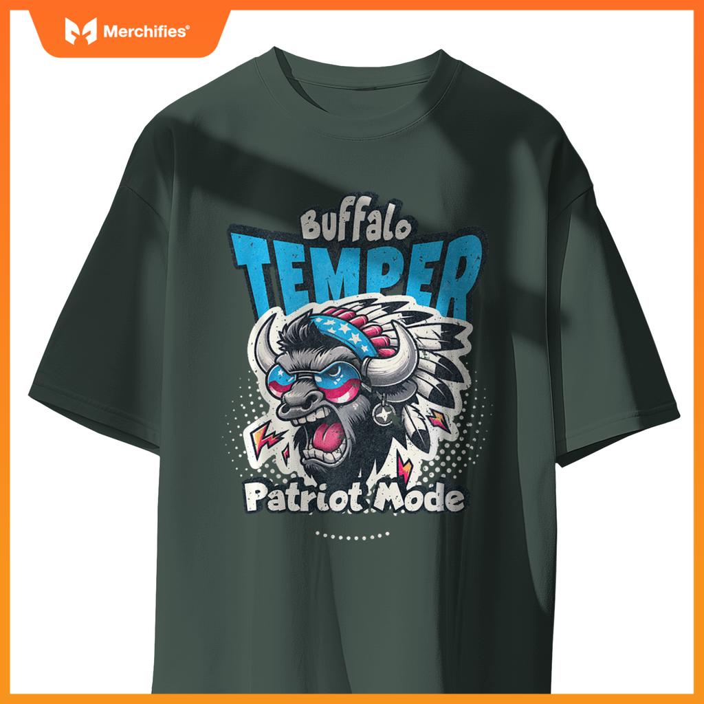 American Patriotic Buffalo Design Strength and Pride Funny T-Shirt