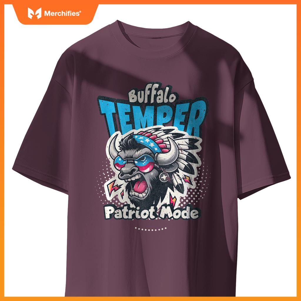 American Patriotic Buffalo Design Strength and Pride Funny T-Shirt