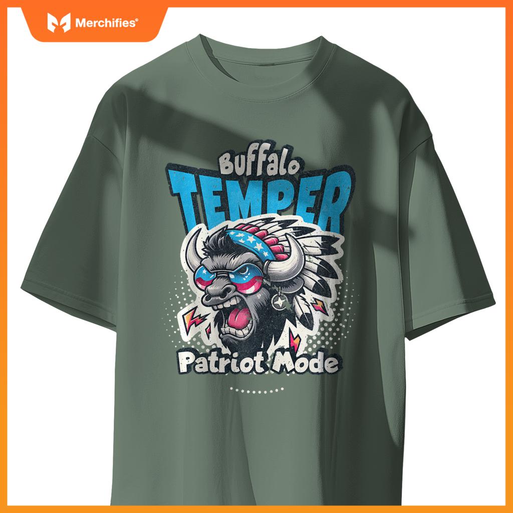 American Patriotic Buffalo Design Strength and Pride Funny T-Shirt
