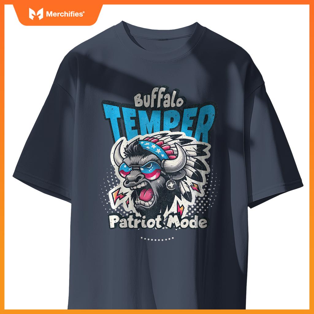 American Patriotic Buffalo Design Strength and Pride Funny T-Shirt