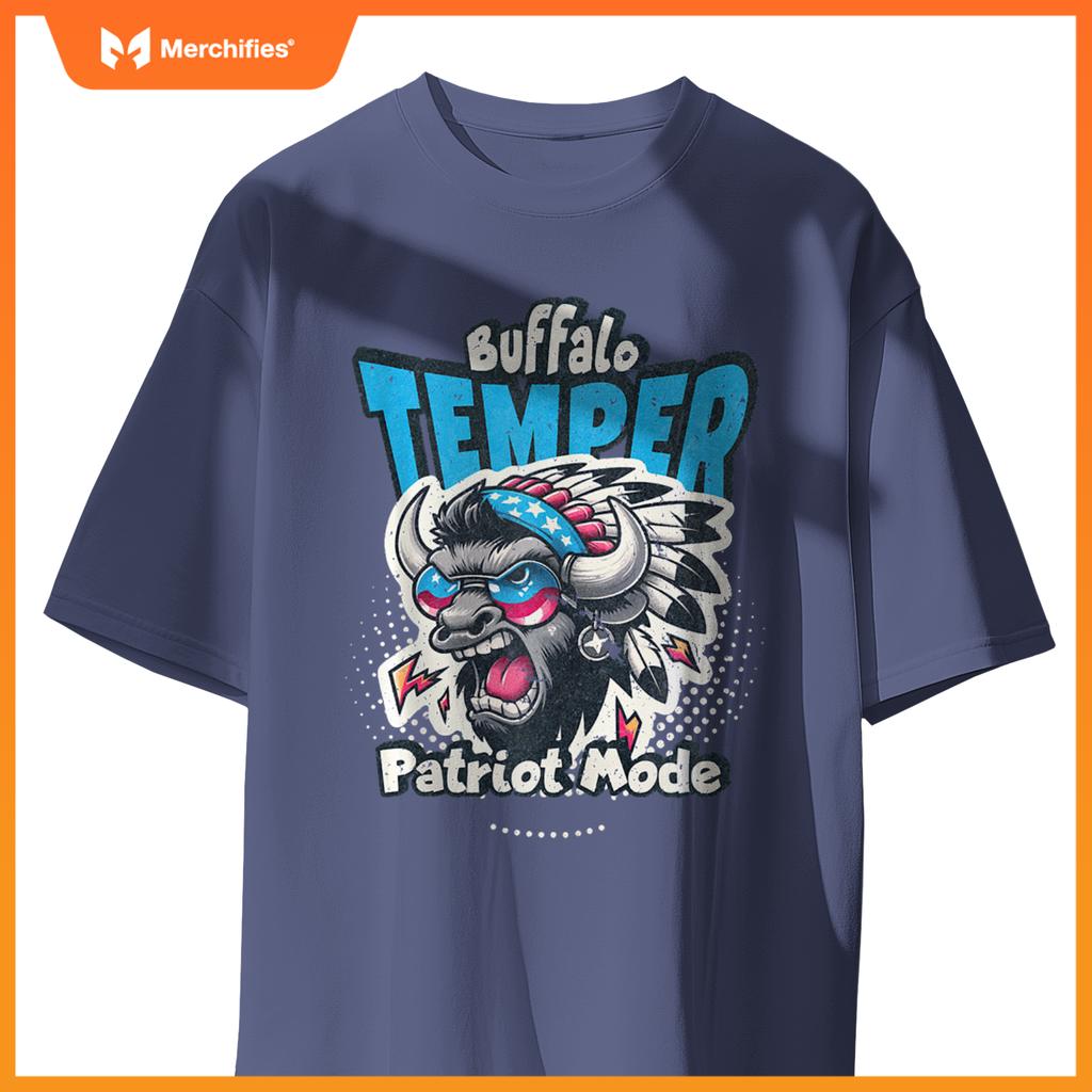 American Patriotic Buffalo Design Strength and Pride Funny T-Shirt