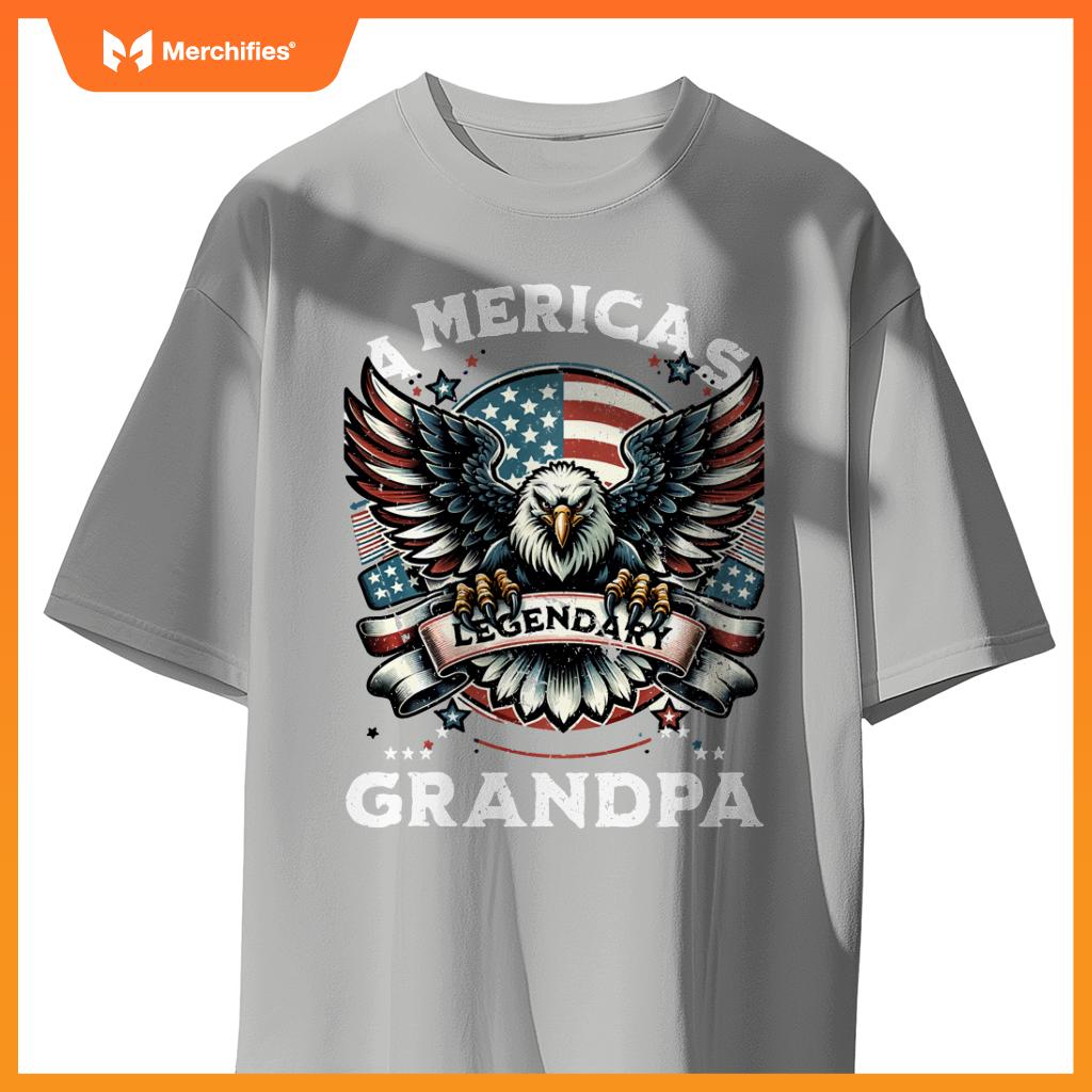 America's Legendary Grandpa Patriotic Eagle USA Flag T-Shirt