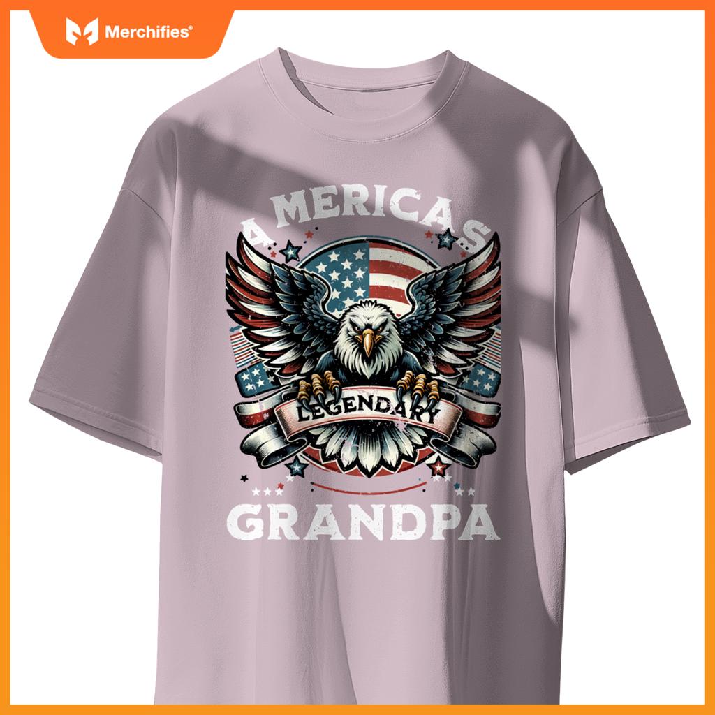 America's Legendary Grandpa Patriotic Eagle USA Flag T-Shirt