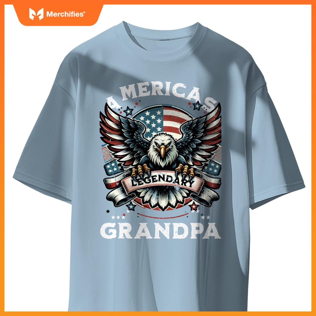 America's Legendary Grandpa Patriotic Eagle USA Flag T-Shirt