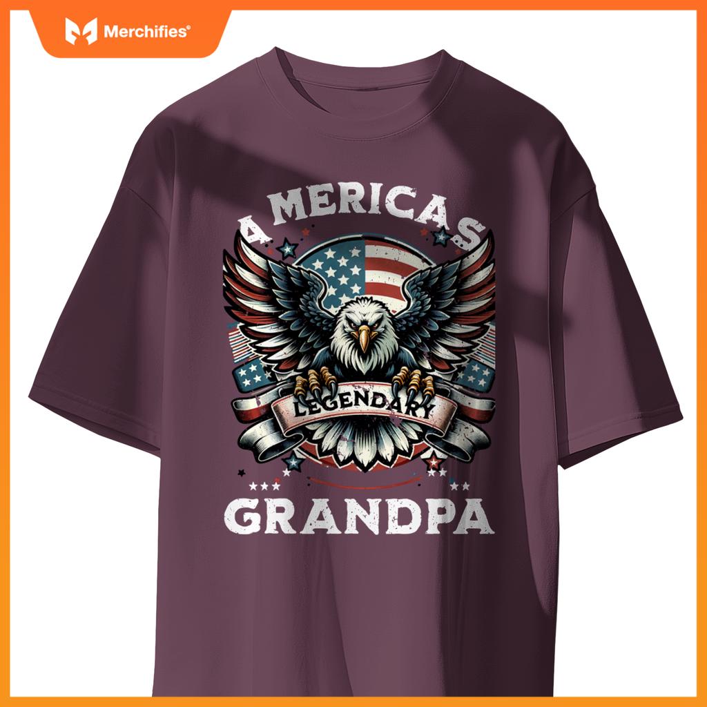 America's Legendary Grandpa Patriotic Eagle USA Flag T-Shirt
