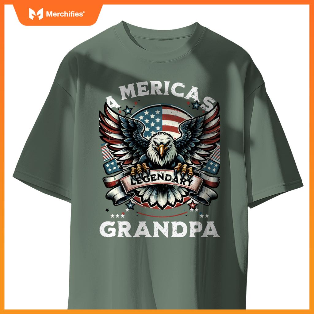 America's Legendary Grandpa Patriotic Eagle USA Flag T-Shirt