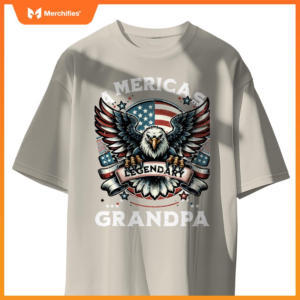 America's Legendary Grandpa Patriotic Eagle USA Flag T-Shirt