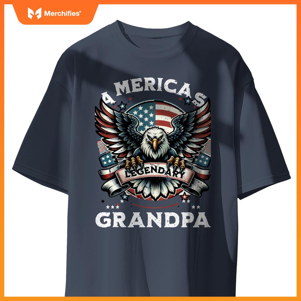 America's Legendary Grandpa Patriotic Eagle USA Flag T-Shirt