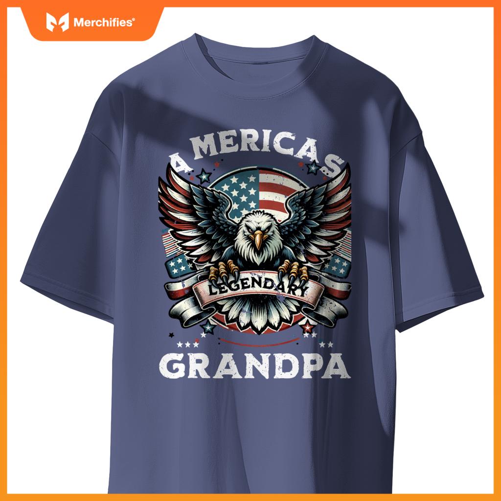 America's Legendary Grandpa Patriotic Eagle USA Flag T-Shirt
