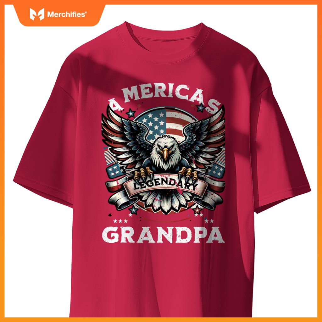 America's Legendary Grandpa Patriotic Eagle USA Flag T-Shirt