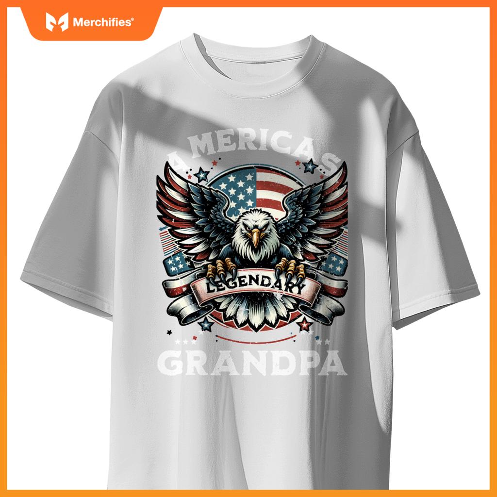 America's Legendary Grandpa Patriotic Eagle USA Flag T-Shirt