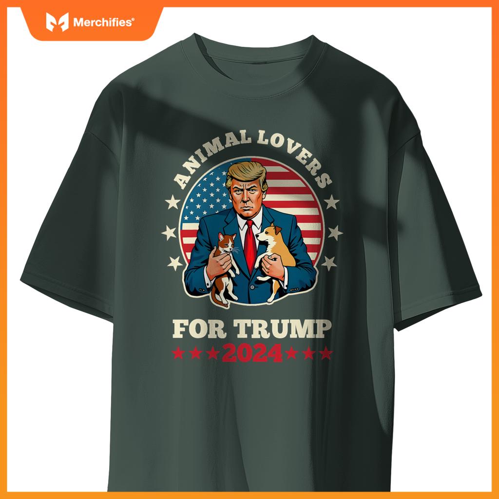 Animal Lovers For Trump 2024 Cat and Dog Campaign Debate T-Shirt