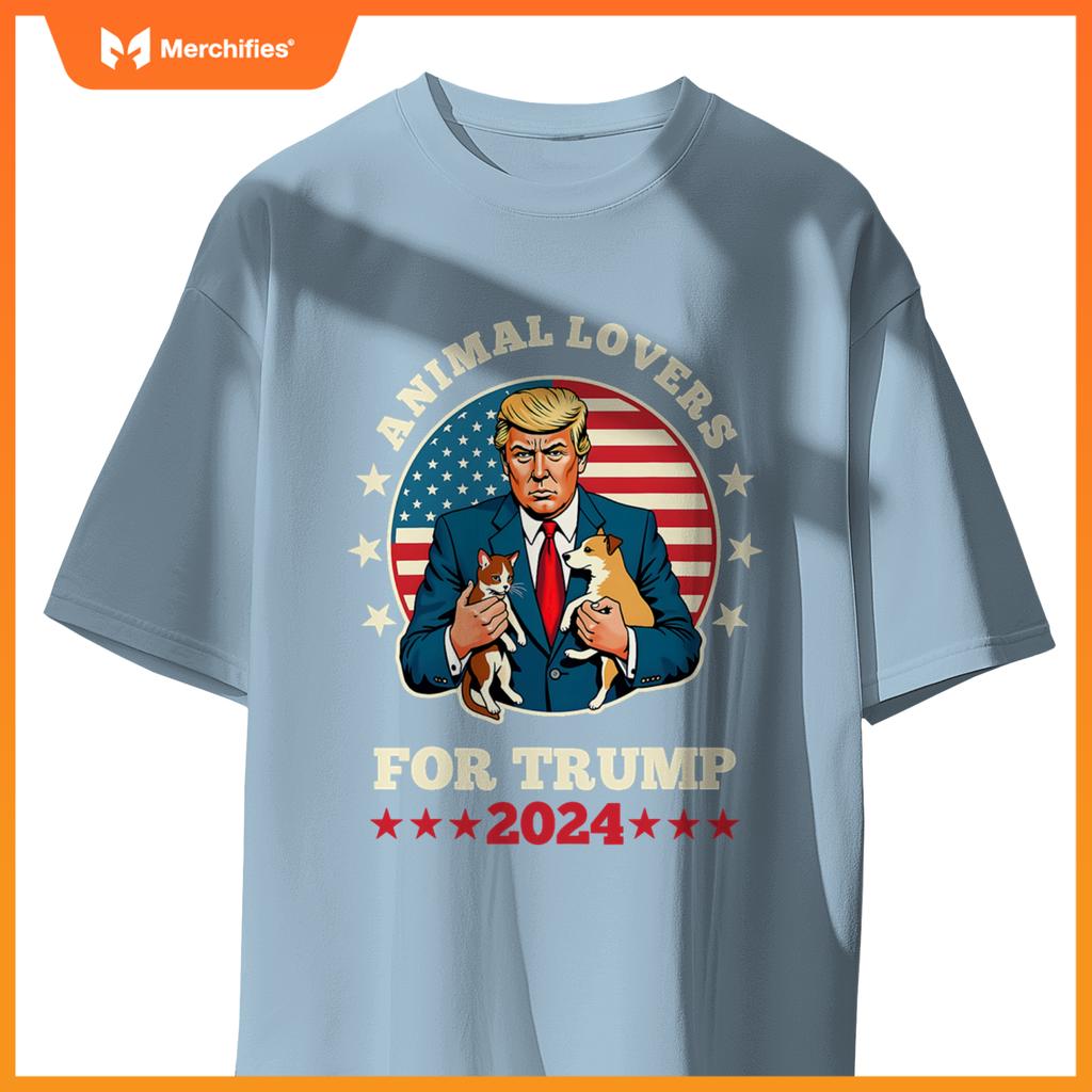 Animal Lovers For Trump 2024 Cat and Dog Campaign Debate T-Shirt