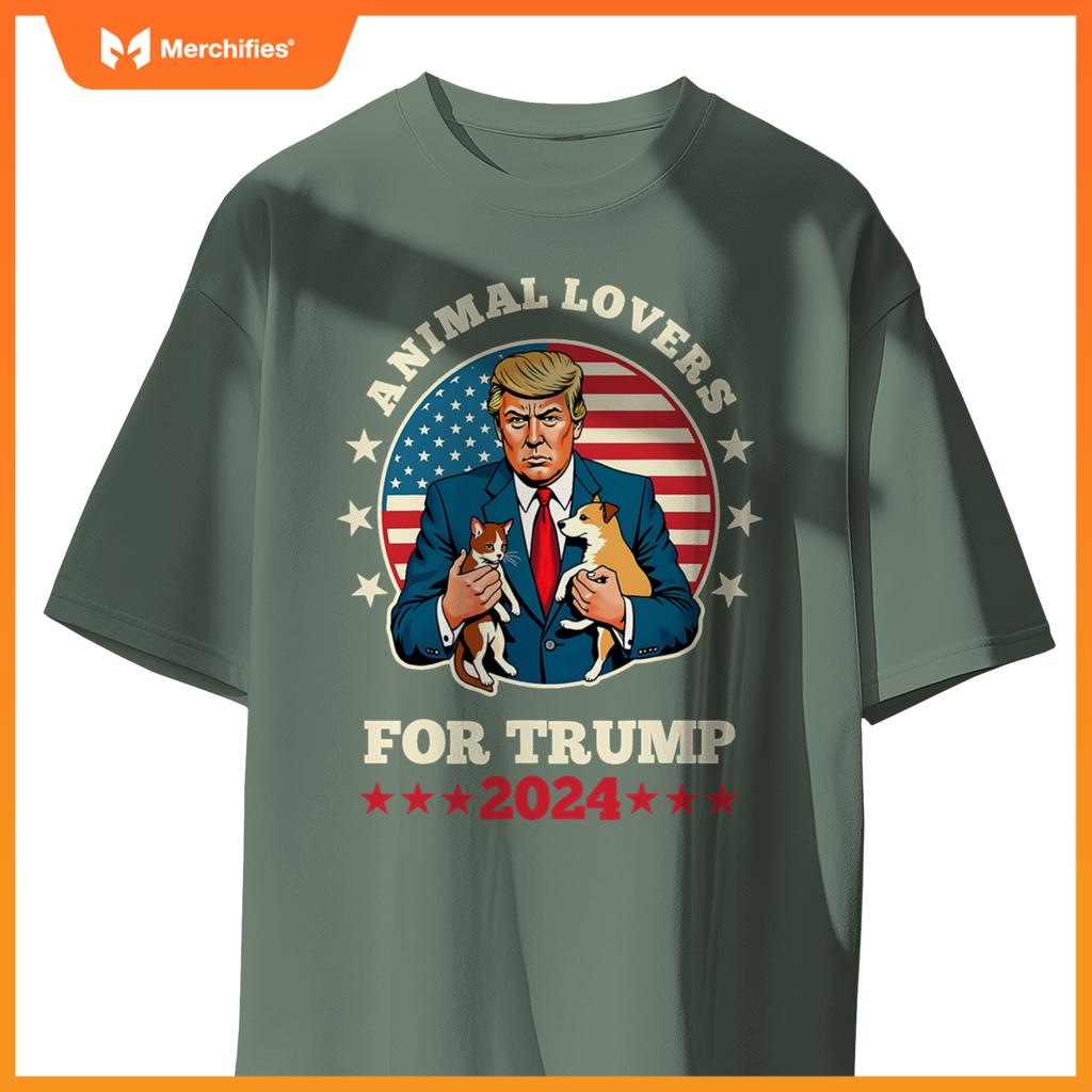 Animal Lovers For Trump 2024 Cat and Dog Campaign Debate T-Shirt