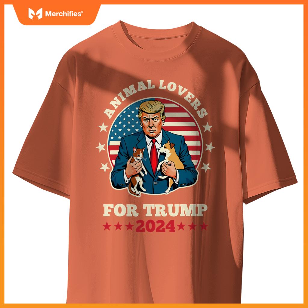 Animal Lovers For Trump 2024 Cat and Dog Campaign Debate T-Shirt