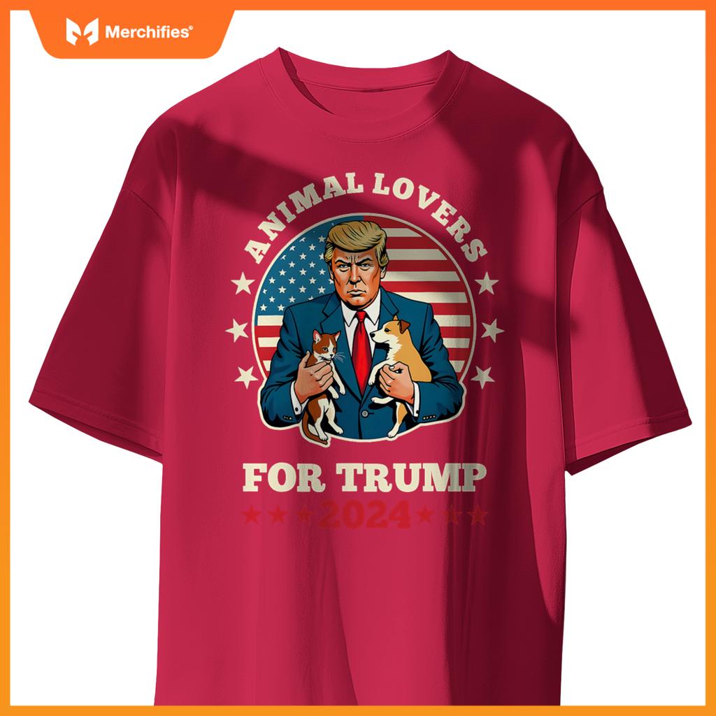 Animal Lovers For Trump 2024 Cat and Dog Campaign Debate T-Shirt