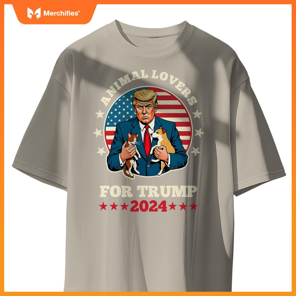 Animal Lovers For Trump 2024 Cat and Dog Campaign Debate T-Shirt