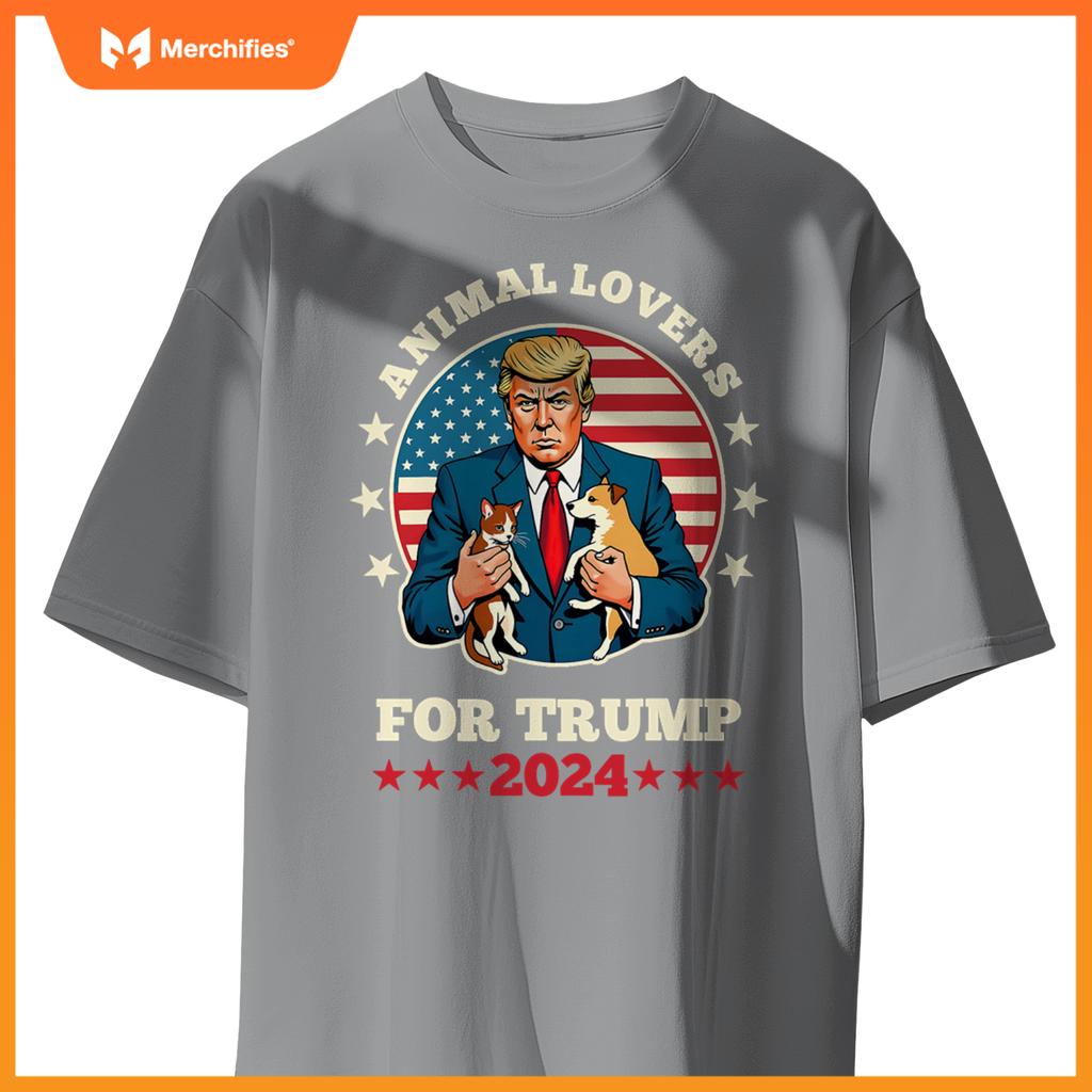 Animal Lovers For Trump 2024 Cat and Dog Campaign Debate T-Shirt