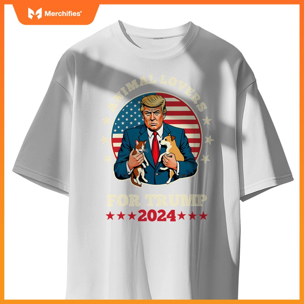 Animal Lovers For Trump 2024 Cat and Dog Campaign Debate T-Shirt