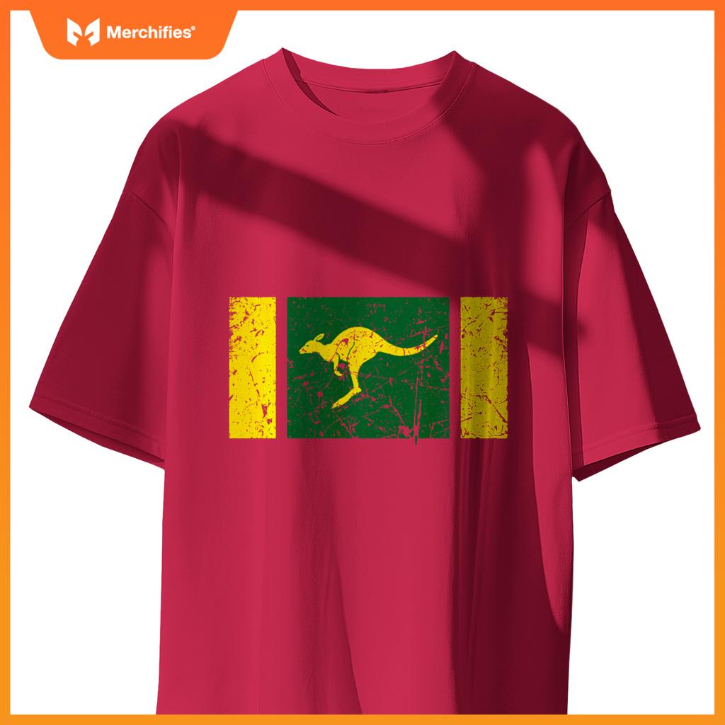 Australian Flag Distressed Patriotic Aussie Roo Kangaroo T-Shirt
