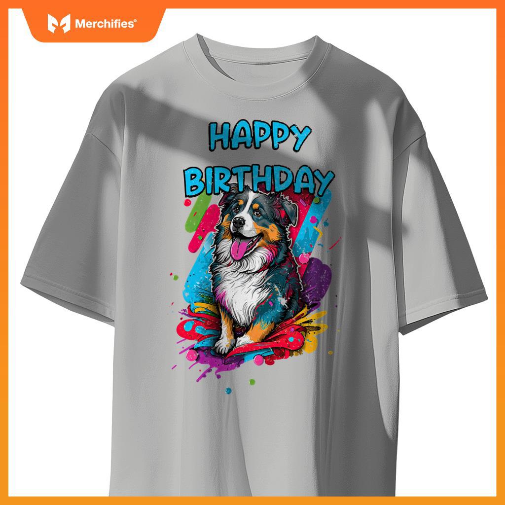 Australian Shepherd Aussie Dog Happy Birthday Party Clothes T-Shirt