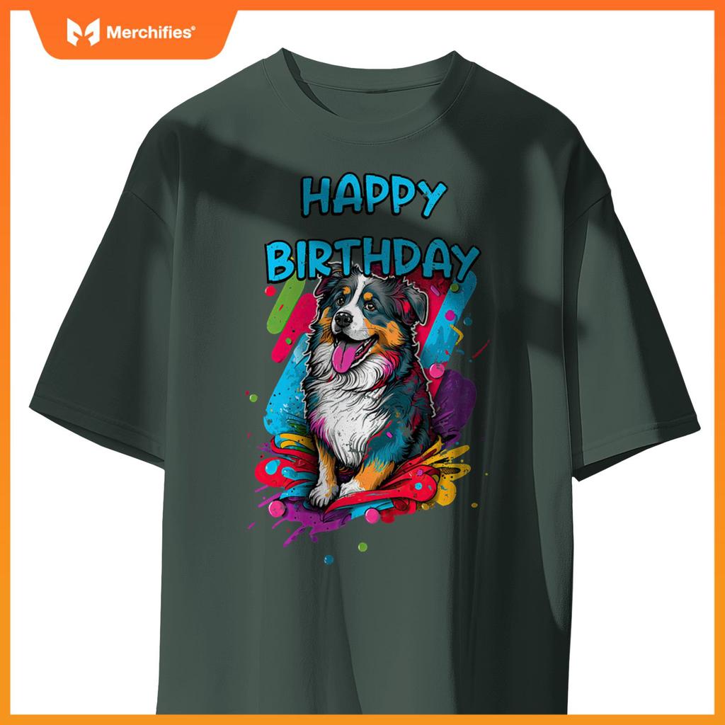 Australian Shepherd Aussie Dog Happy Birthday Party Clothes T-Shirt