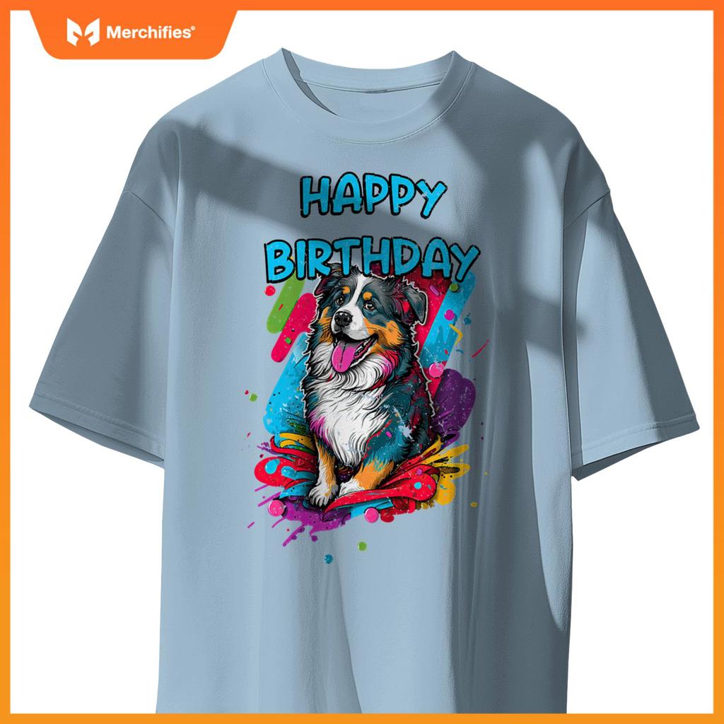 Australian Shepherd Aussie Dog Happy Birthday Party Clothes T-Shirt