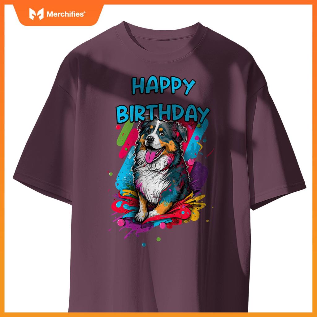 Australian Shepherd Aussie Dog Happy Birthday Party Clothes T-Shirt