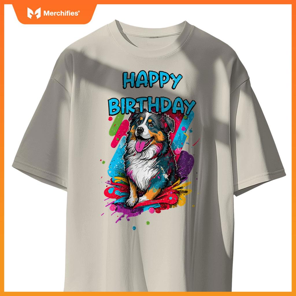 Australian Shepherd Aussie Dog Happy Birthday Party Clothes T-Shirt