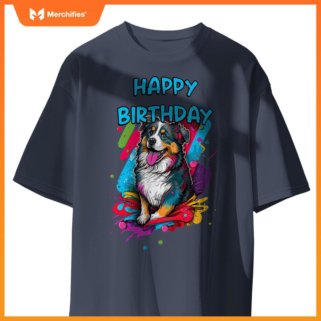 Australian Shepherd Aussie Dog Happy Birthday Party Clothes T-Shirt