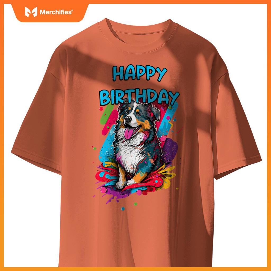 Australian Shepherd Aussie Dog Happy Birthday Party Clothes T-Shirt