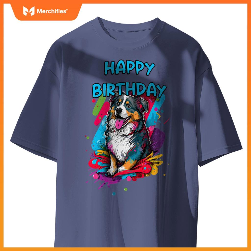 Australian Shepherd Aussie Dog Happy Birthday Party Clothes T-Shirt