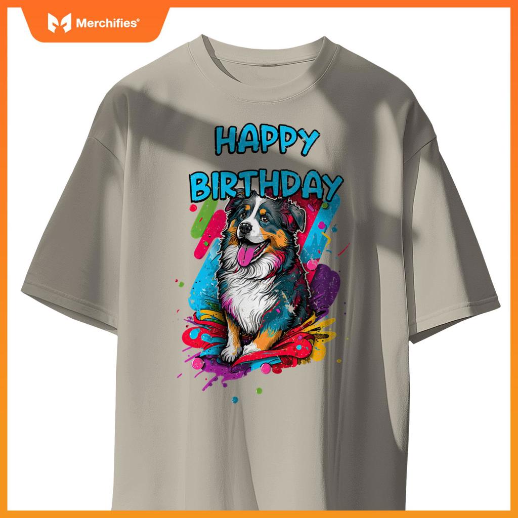 Australian Shepherd Aussie Dog Happy Birthday Party Clothes T-Shirt