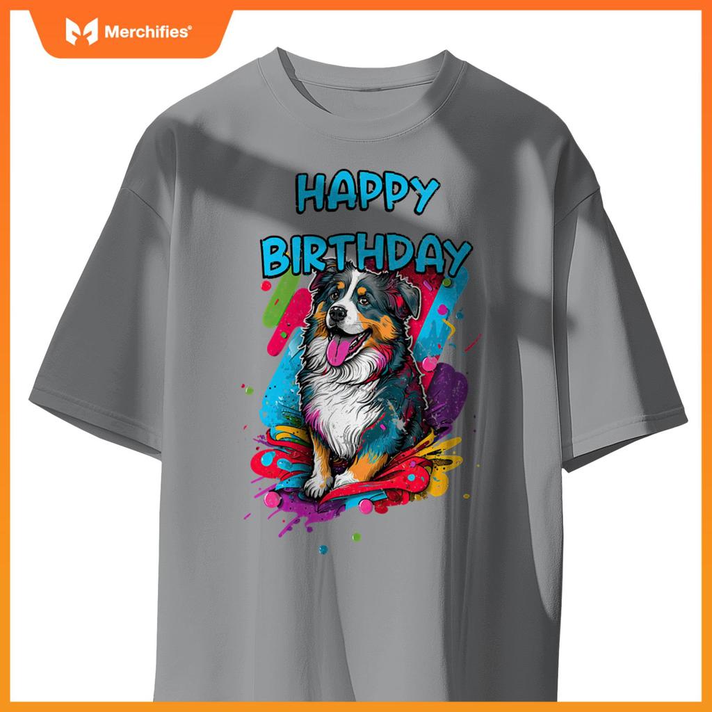 Australian Shepherd Aussie Dog Happy Birthday Party Clothes T-Shirt
