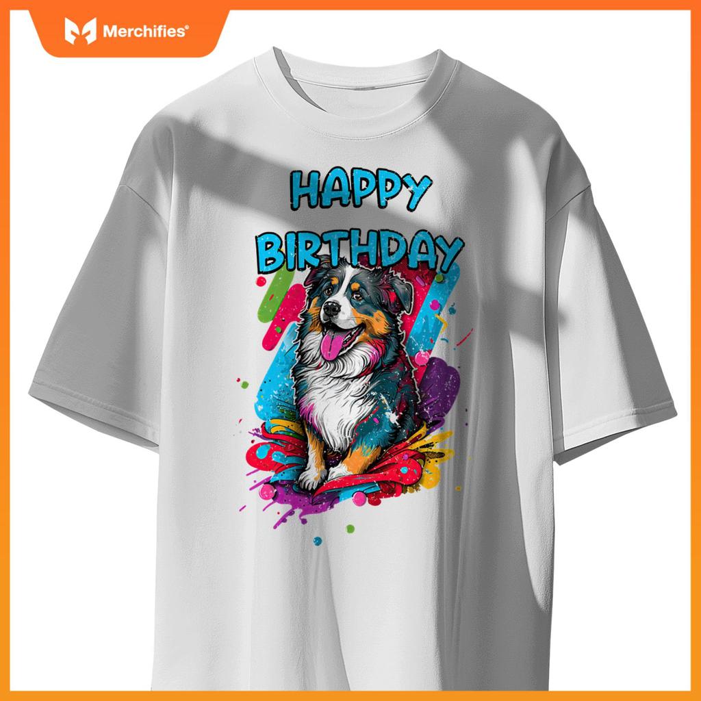 Australian Shepherd Aussie Dog Happy Birthday Party Clothes T-Shirt