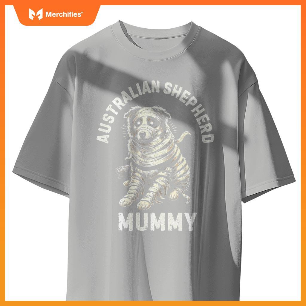 Australian Shepherd Mummy Funny Dog Halloween Costume T-Shirt