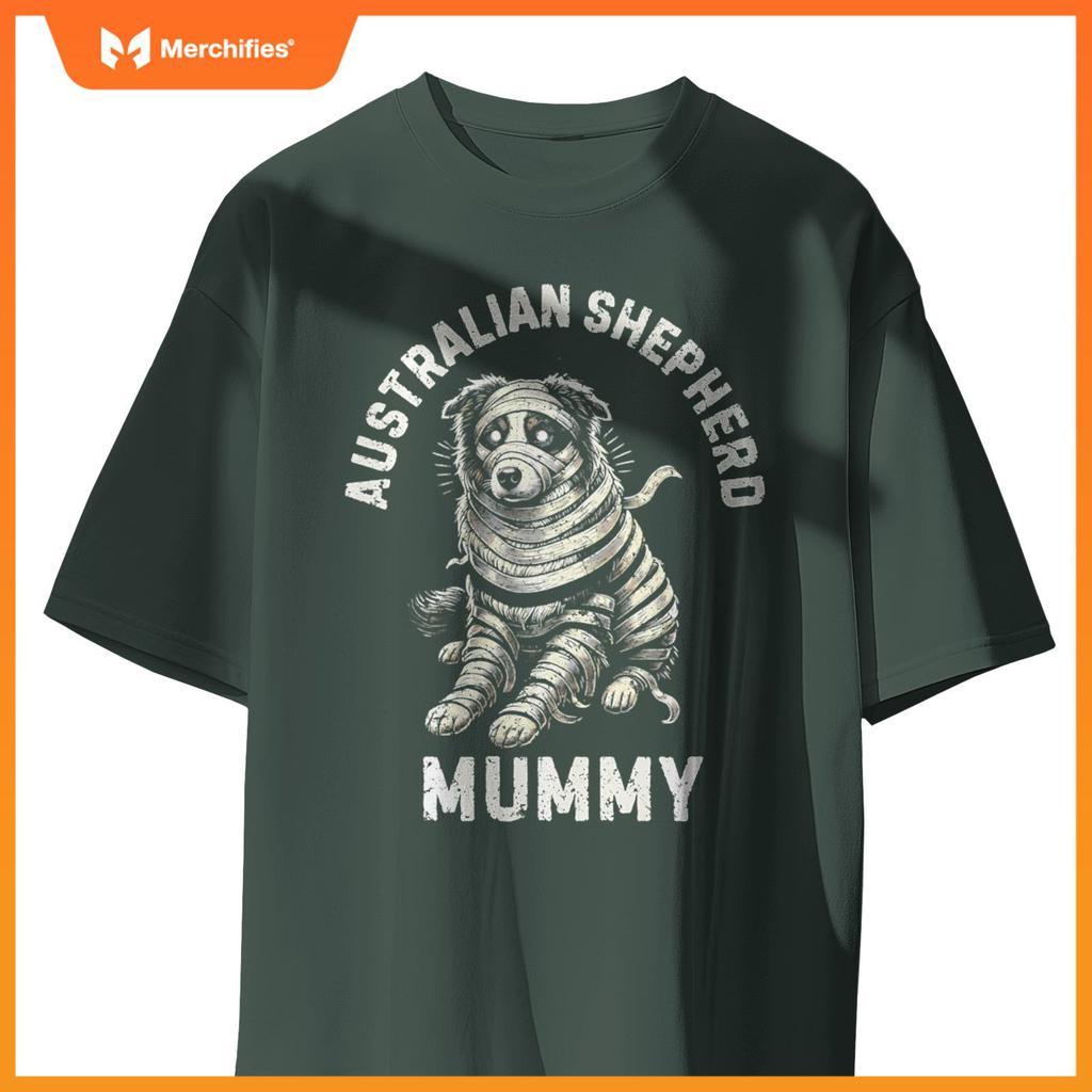 Australian Shepherd Mummy Funny Dog Halloween Costume T-Shirt