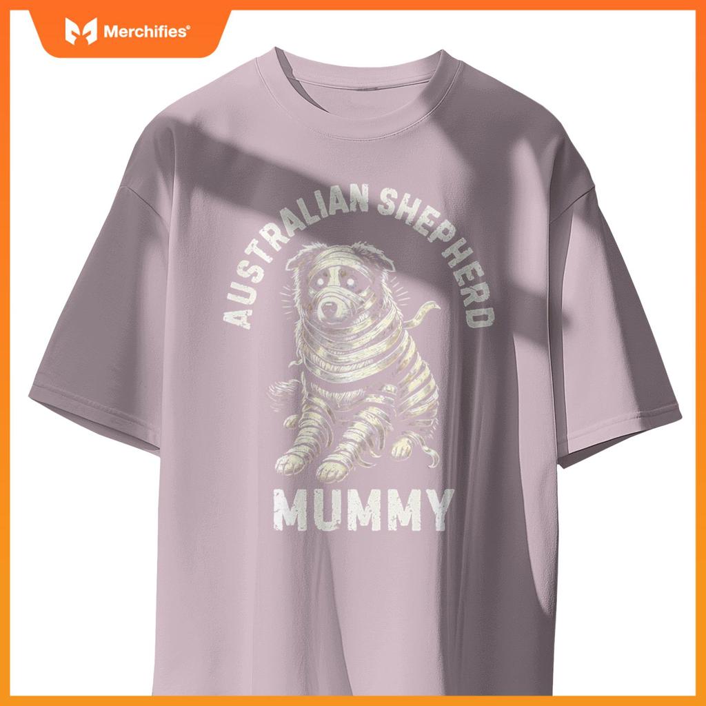 Australian Shepherd Mummy Funny Dog Halloween Costume T-Shirt